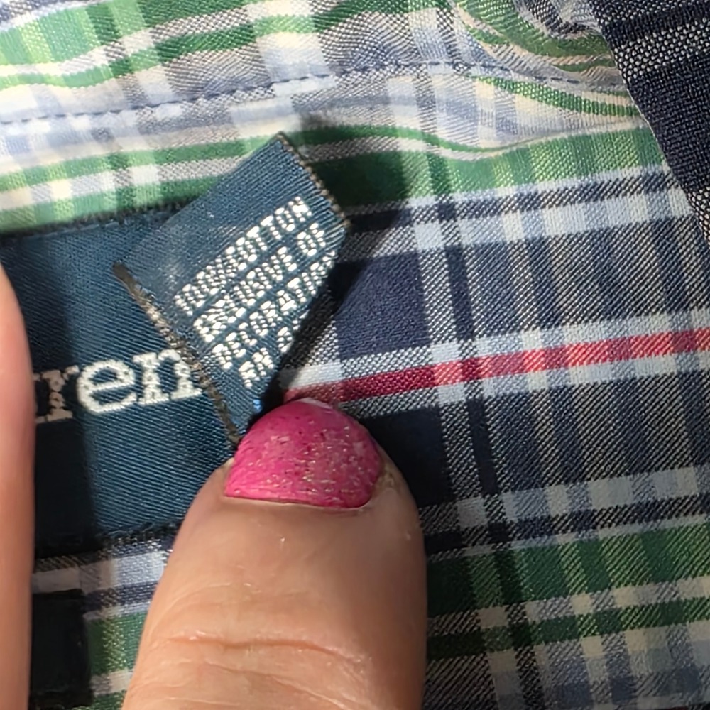 Ralph Lauren Plaid Shirt Green Blue‎ Classic Short Sleeve Button XL Preppy Pony - Picture 6 of 8